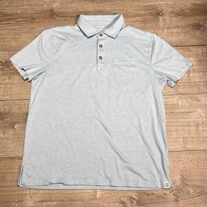 Fair Harbor Polo Shirt Mens Large Light Blue Pocket Organic Cotton Sustainable